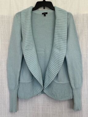 Talbots Light Spring Blue Lambswool Blend Shawl Cardigan Size M